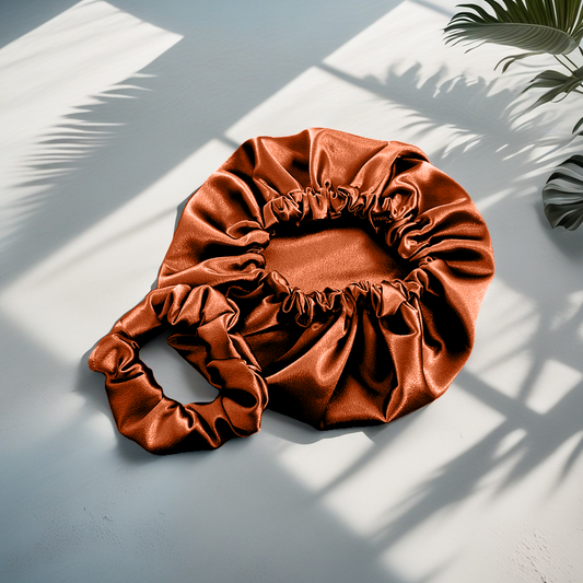 Bonnet en satin terracota - Bonnet de nuit vert emeraude - bonnet de nuit en soie pour cheveux- anti casses cheveux - soin cheveux boucles- cheveux afros soin naturel - soin cheveux textures