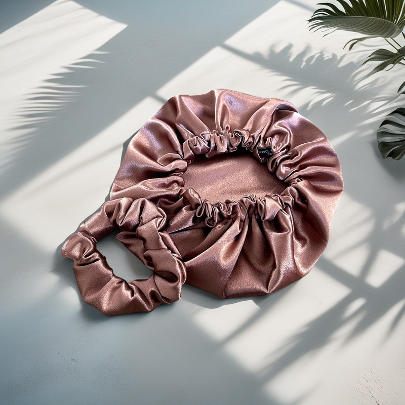Bonnet en Satin rose gold - Avec Chouchou