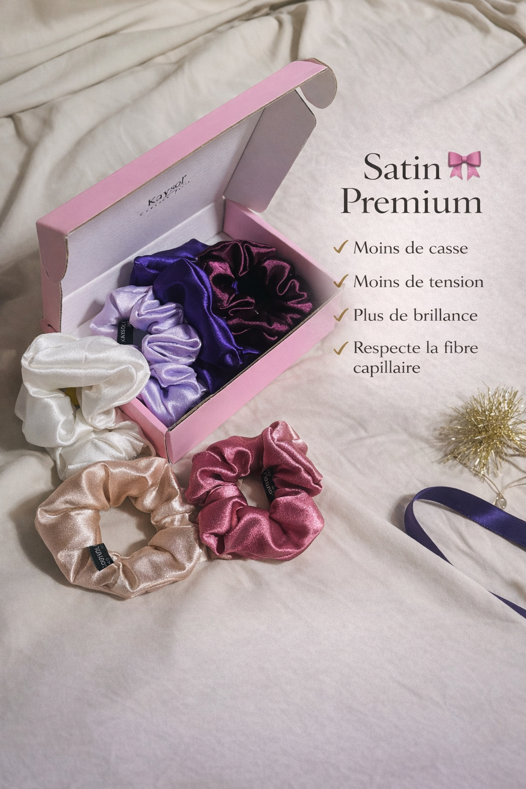 Set of 6 Premium Satin Scrunchies | Girly Shade