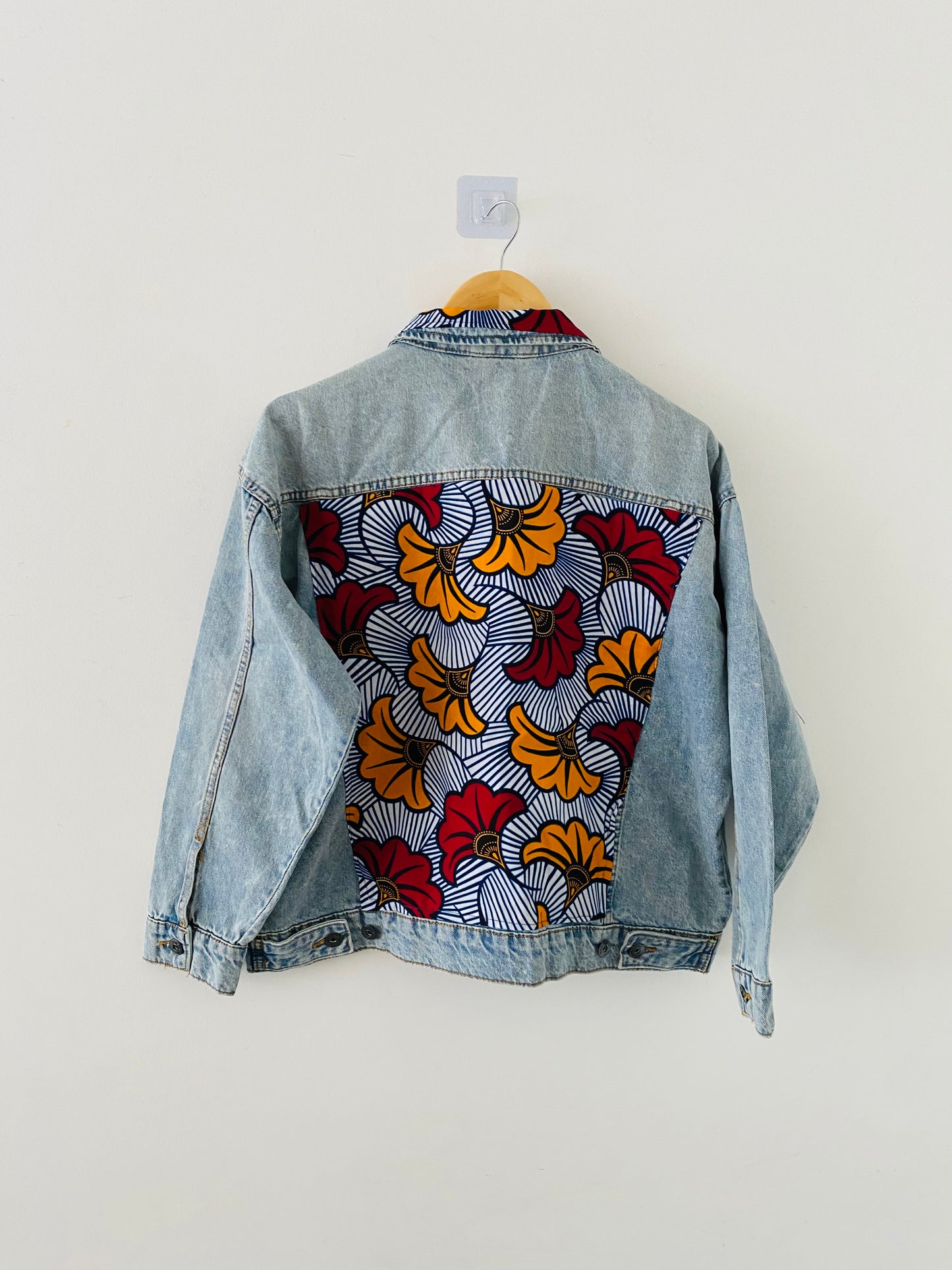 veste en wax - fleur de mariage - veste en jean oversize - veste