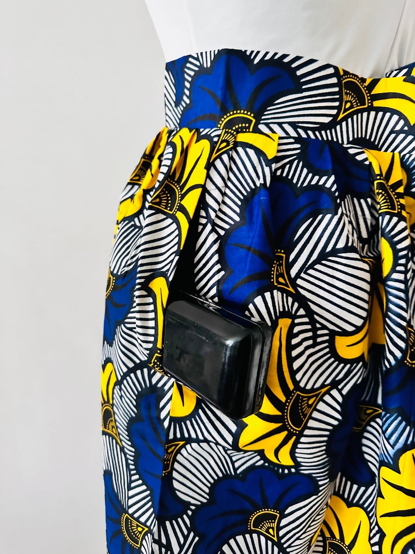 Jupe wax taille haute avec poches - Kaysol Couture