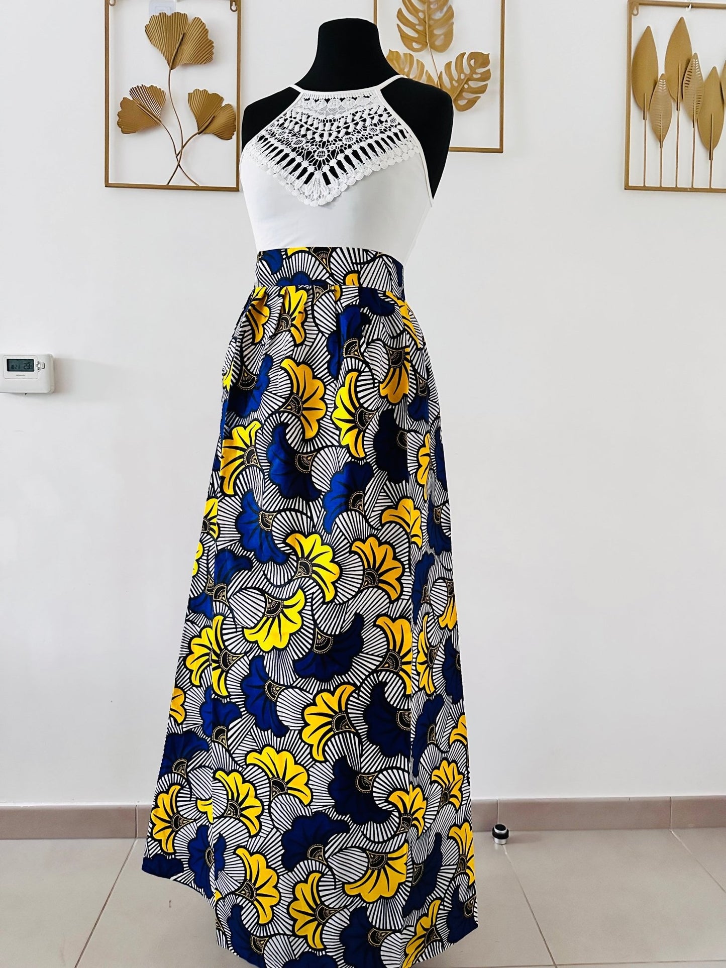 Jupe wax taille haute avec poches - Kaysol Couture