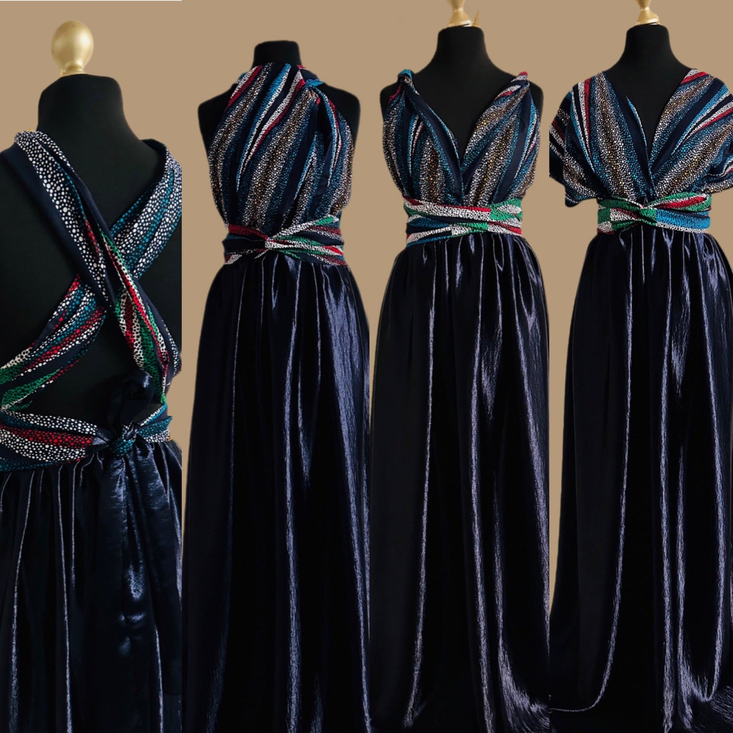 Robe infinity Wax et Satin velours - Kaysol Couture