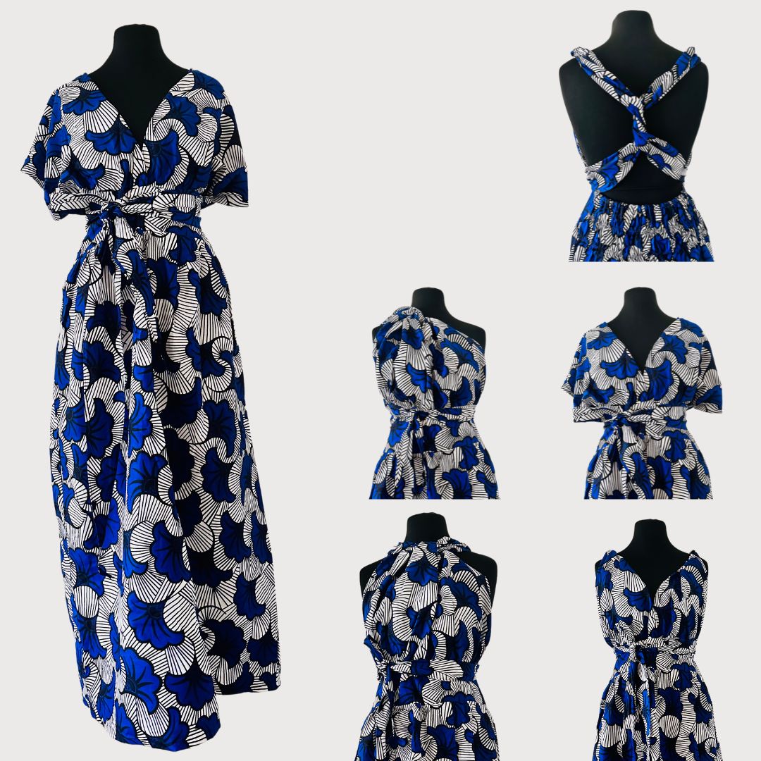 Robe Africaine Convertible - avec poches - robe longue en wax - robe de ceremonie africaine
