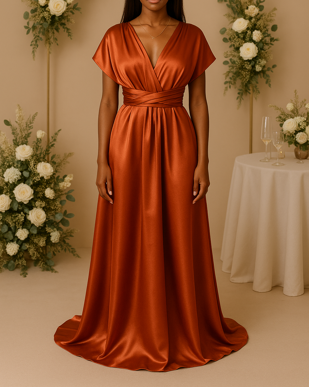 Robe demoiselle dhonneur terracotta - en Satin