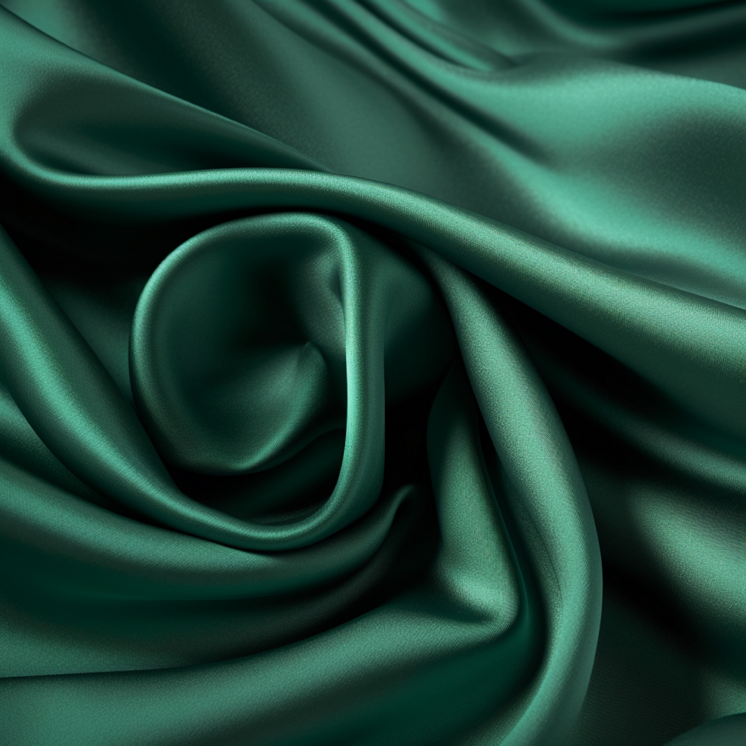 Satin Vert Emeraude - Coupon 3 Mètres - Qualité Suprême
