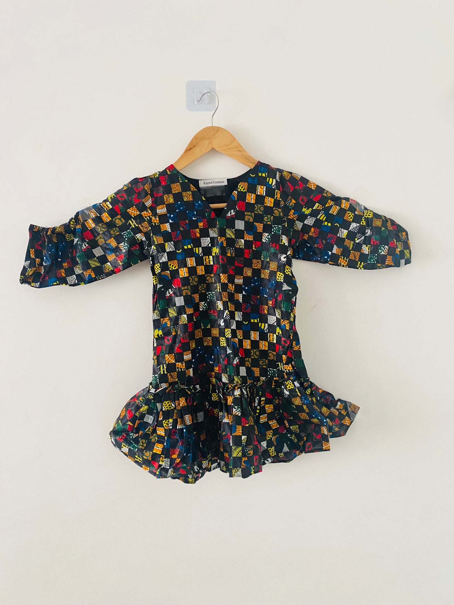 Kids' long-sleeved Ankara dress