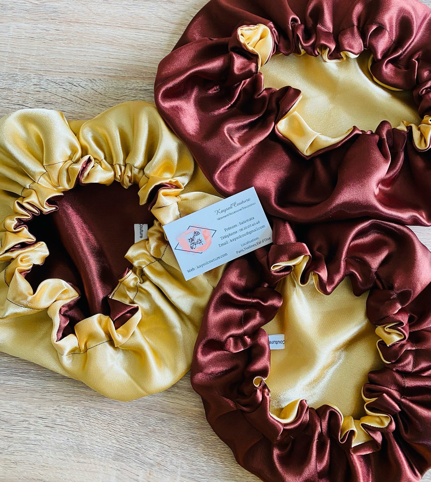 Bonnet en satin - bonnet de nuit - Recto/verso - Kaysol Couture