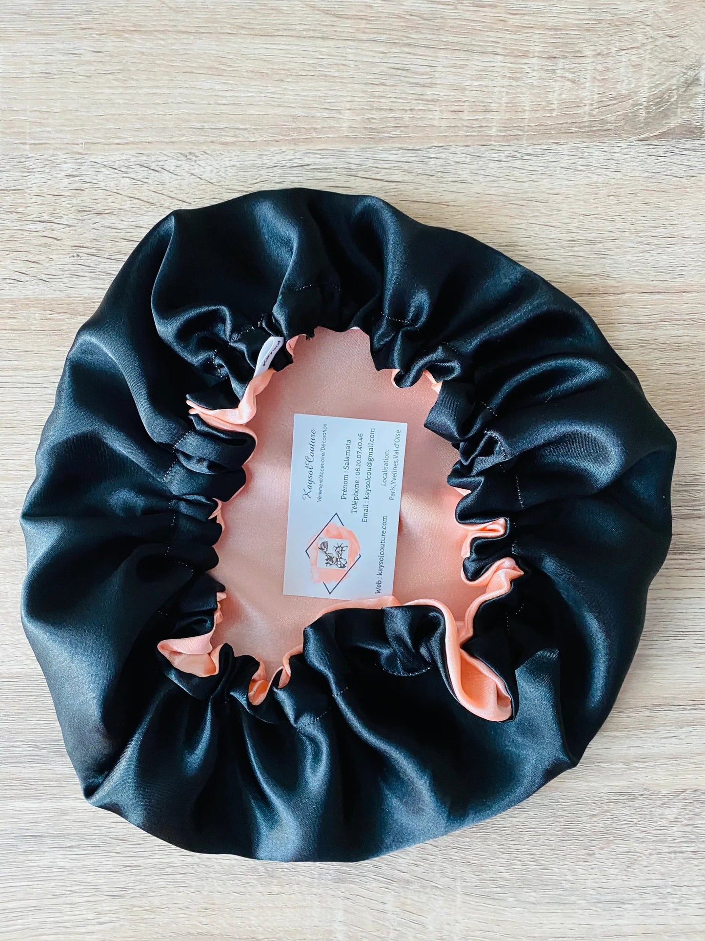 Bonnet en satin - bonnet de nuit - Recto/verso - Kaysol Couture