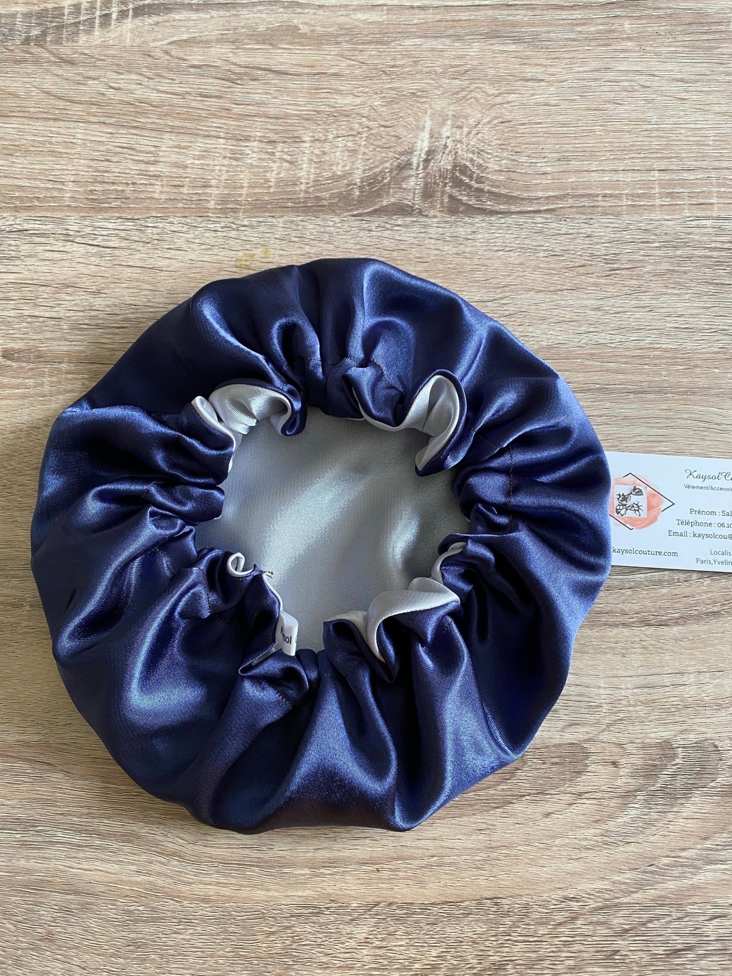 Bonnet en satin - bonnet de nuit - Recto/verso - Kaysol Couture