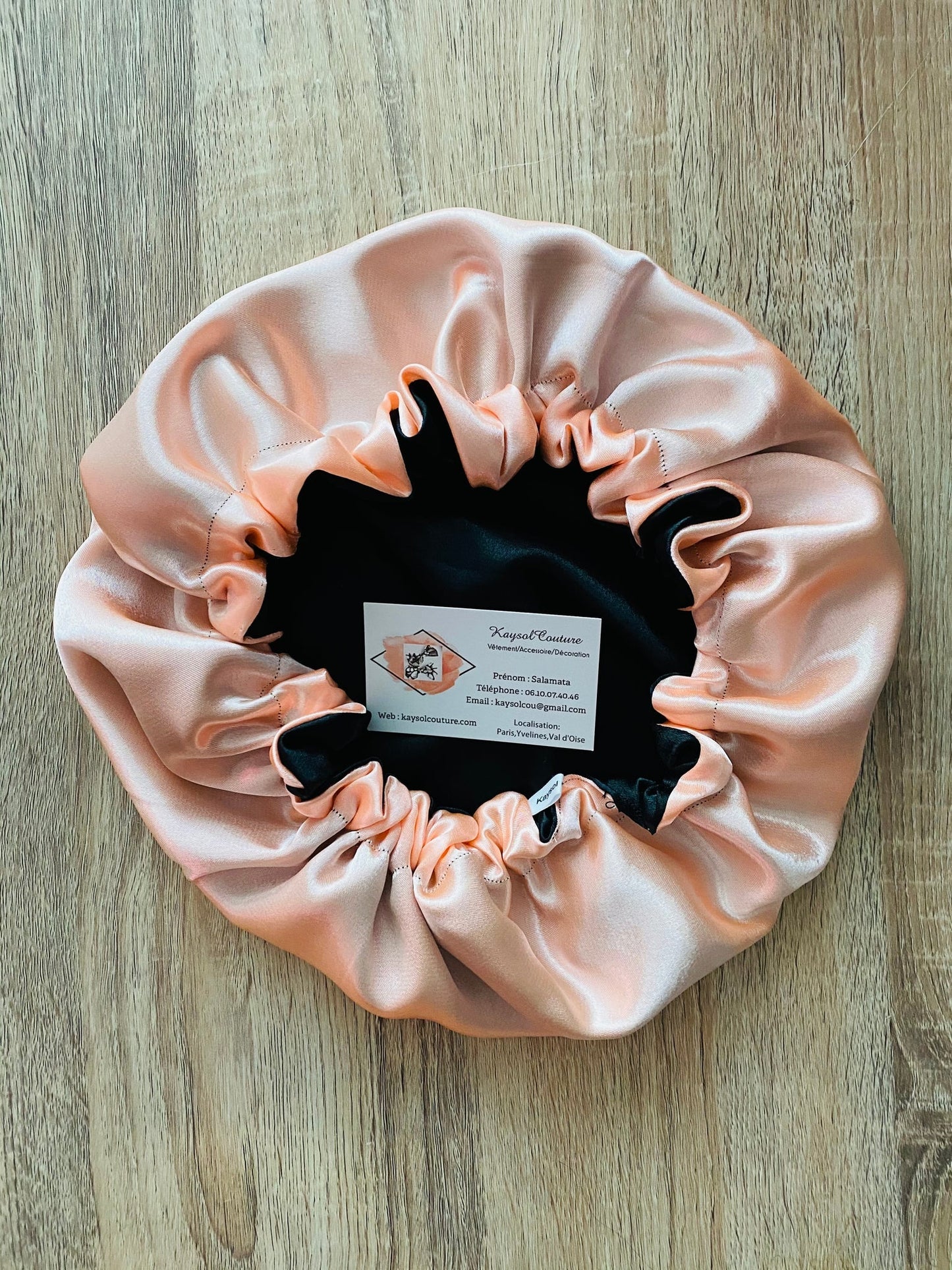 Bonnet en satin - bonnet de nuit - Recto/verso - Kaysol Couture