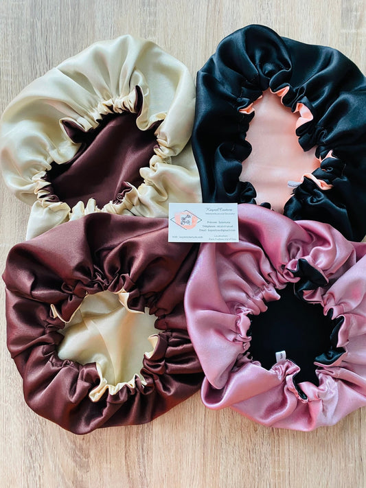 Bonnet en satin recto verso - Kaysol Couture