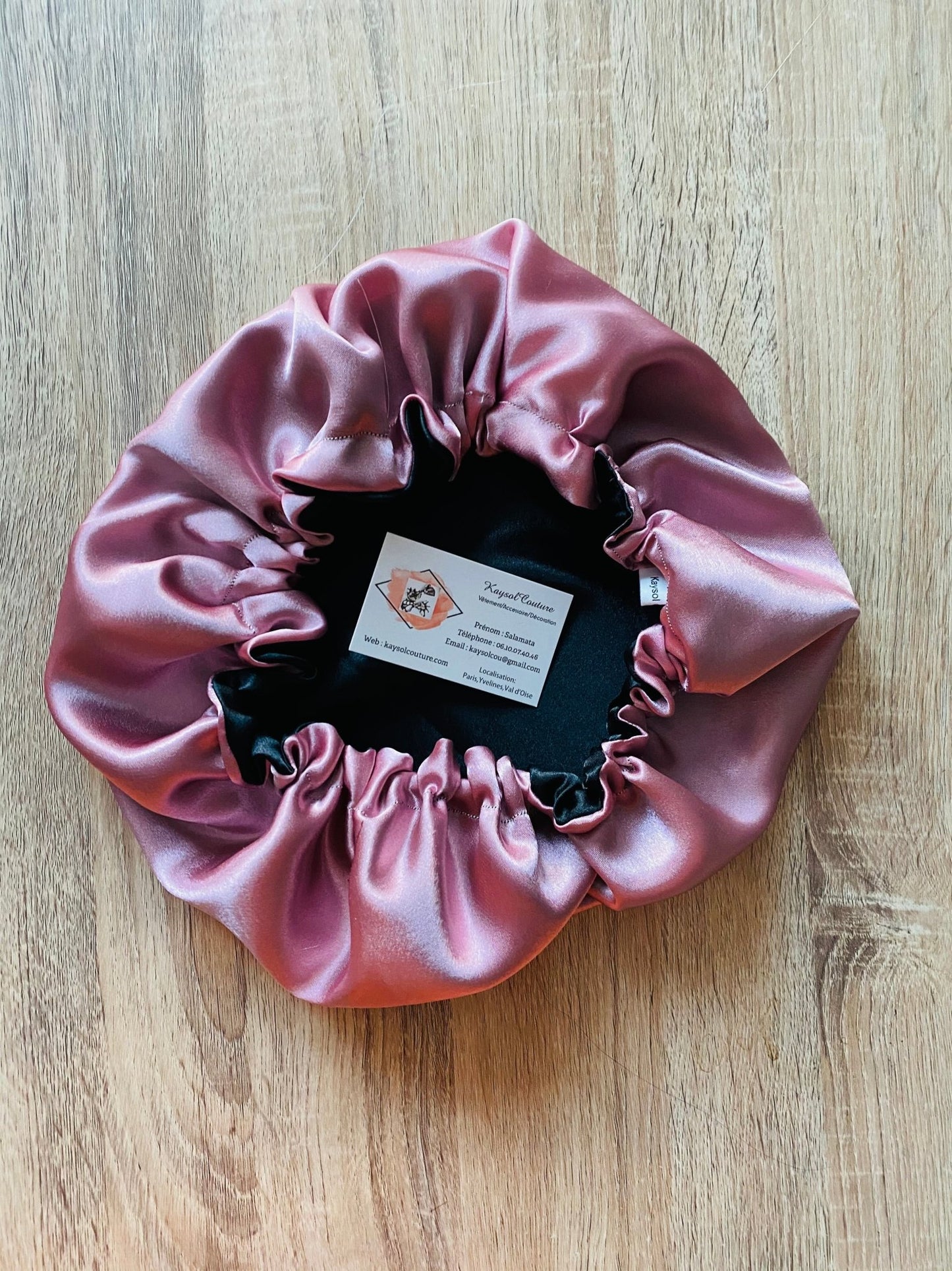 Bonnet en satin recto verso - Kaysol Couture