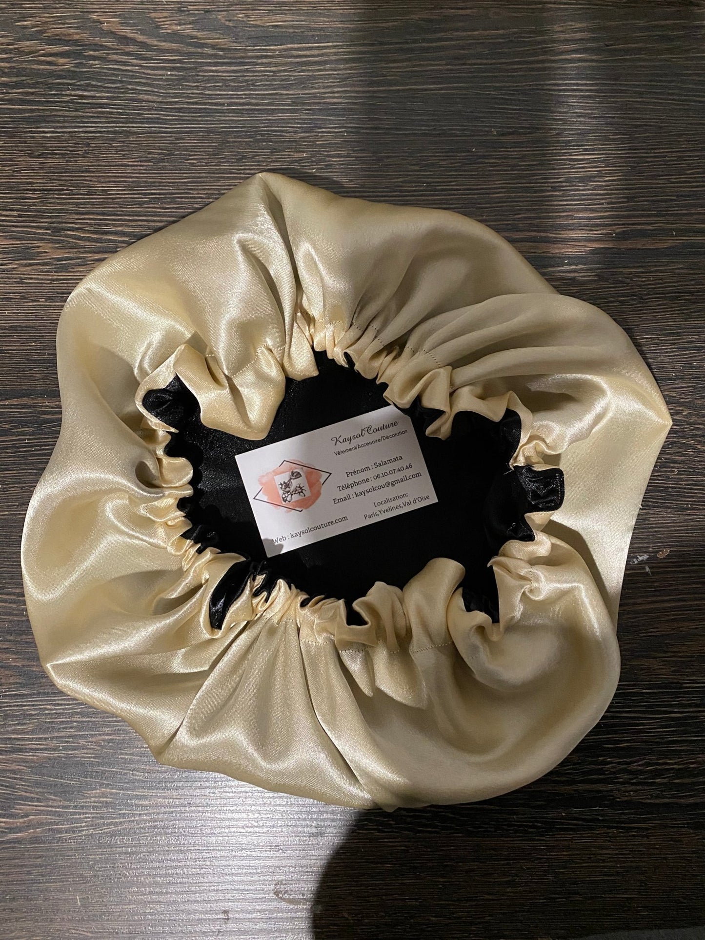 Bonnet en satin recto verso - Kaysol Couture