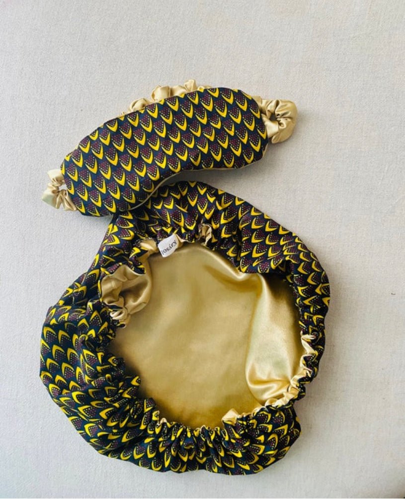 Bonnet satin et masque de nuit - Kaysol Couture