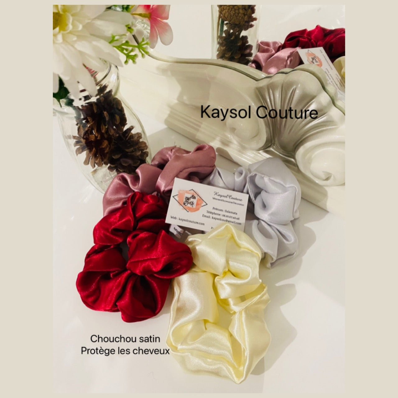 Chouchou en satin - taille moyen - Kaysol Couture