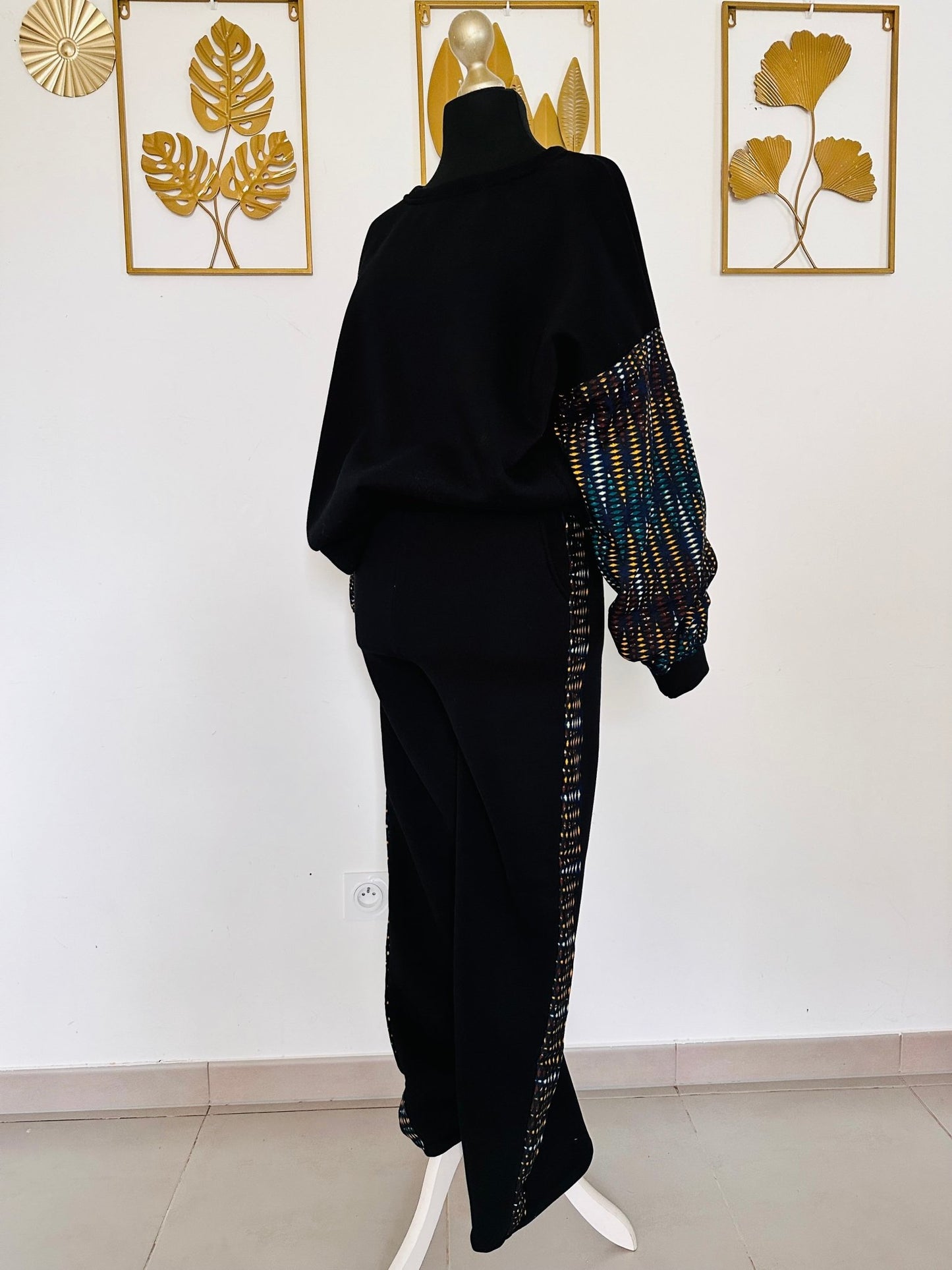 Ensemble Jogging et Sweat en Wax - Tenue confortable en molletonne et Wax- Choix de couleur - Kaysol Couture
