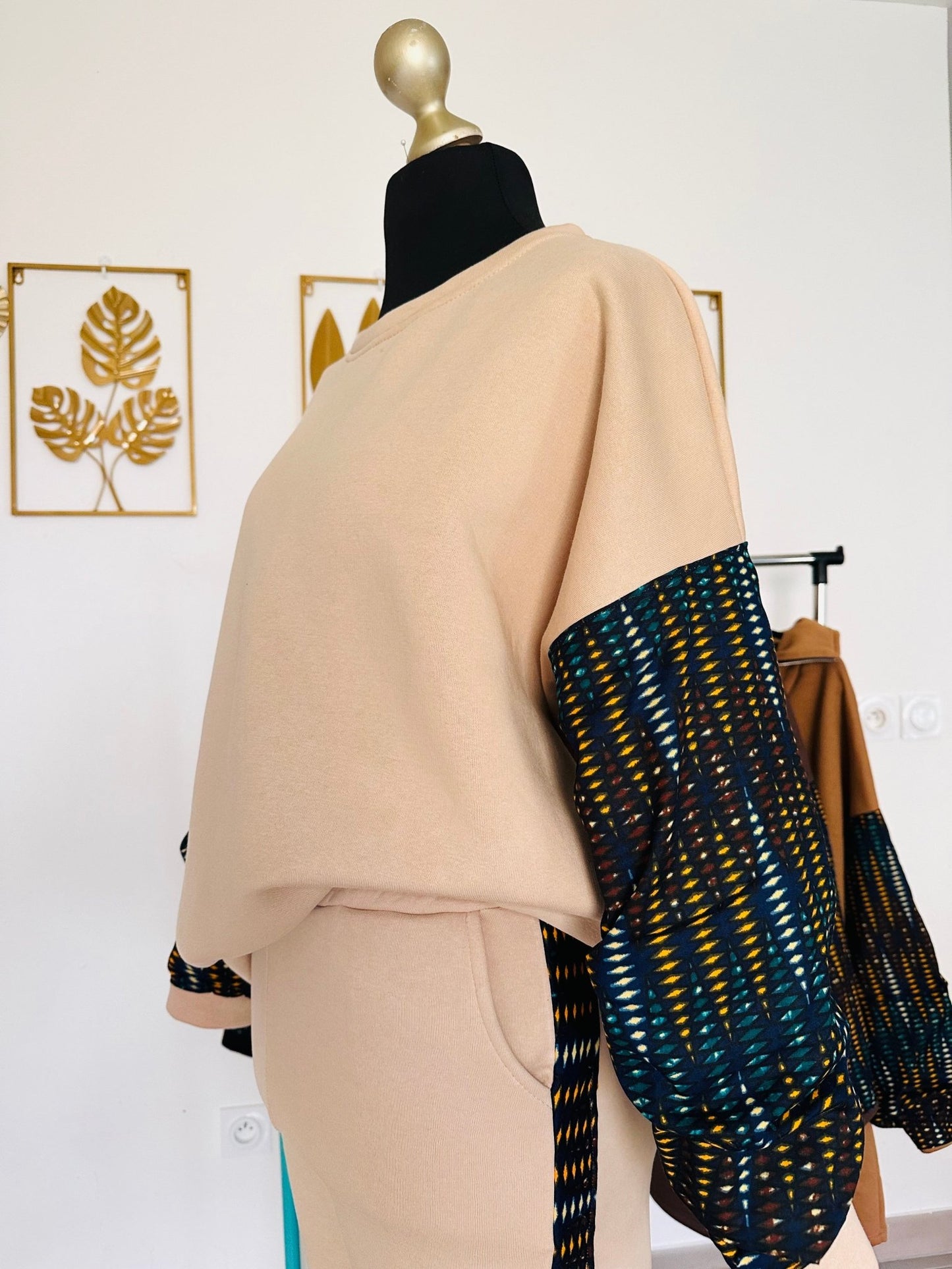 Ensemble Jogging et Sweat en Wax - Tenue confortable en molletonne et Wax- Choix de couleur - Kaysol Couture