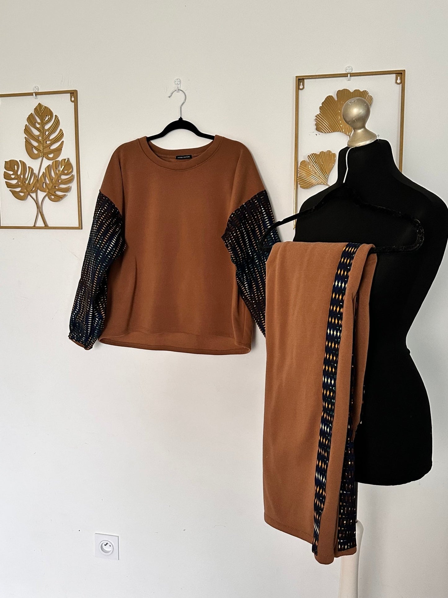 Ensemble Jogging et Sweat en Wax - Tenue confortable en molletonne et Wax- Choix de couleur - Kaysol Couture