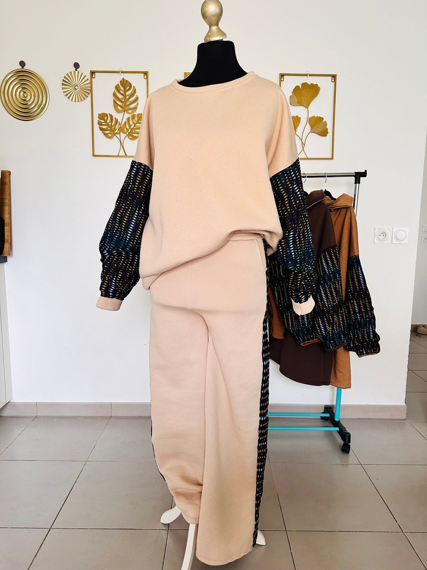 Ensemble Jogging et Sweat en Wax - Tenue confortable en molletonne et Wax- Choix de couleur - Kaysol Couture