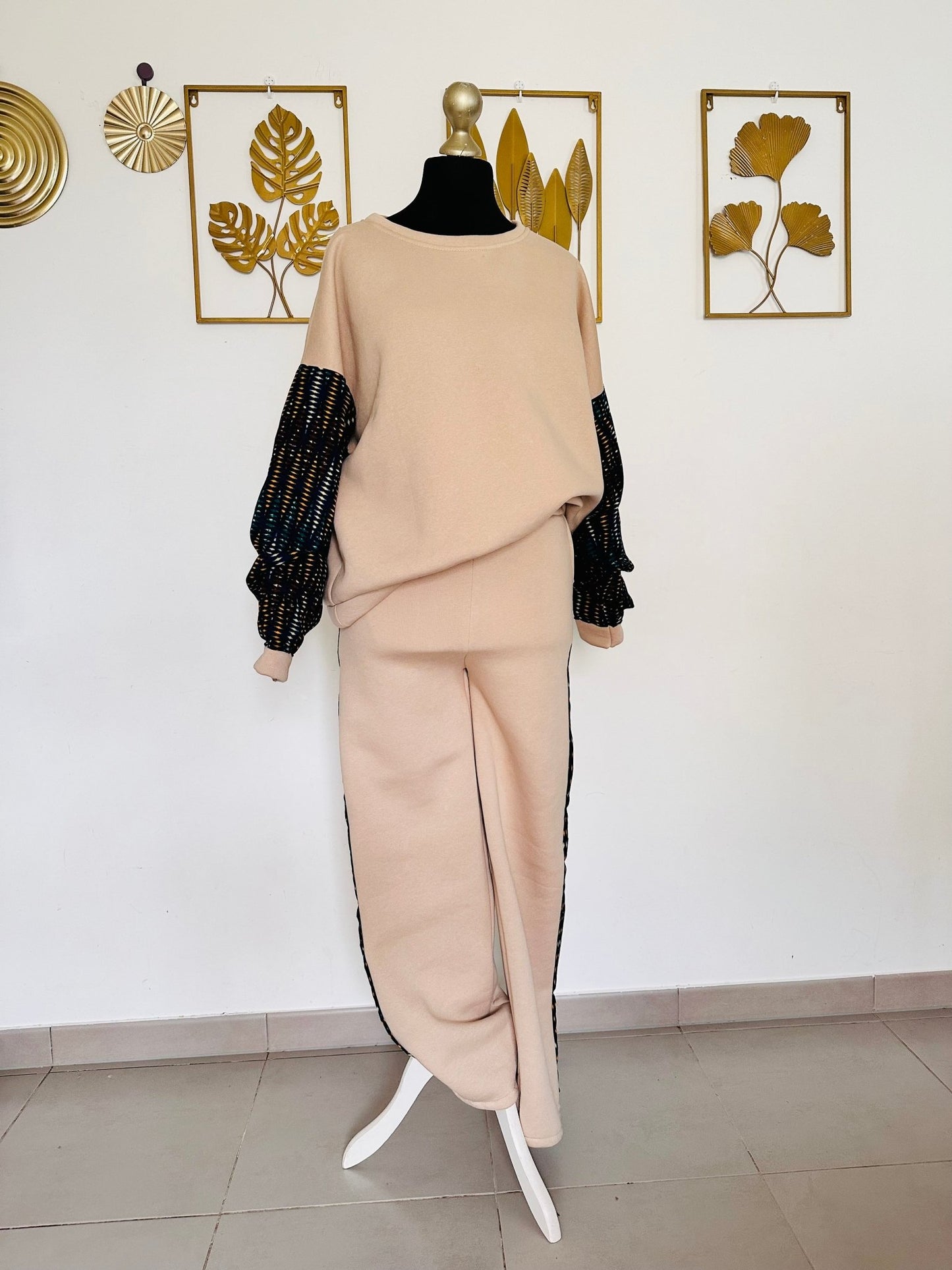 Ensemble Jogging et Sweat en Wax - Tenue confortable en molletonne et Wax- Choix de couleur - Kaysol Couture