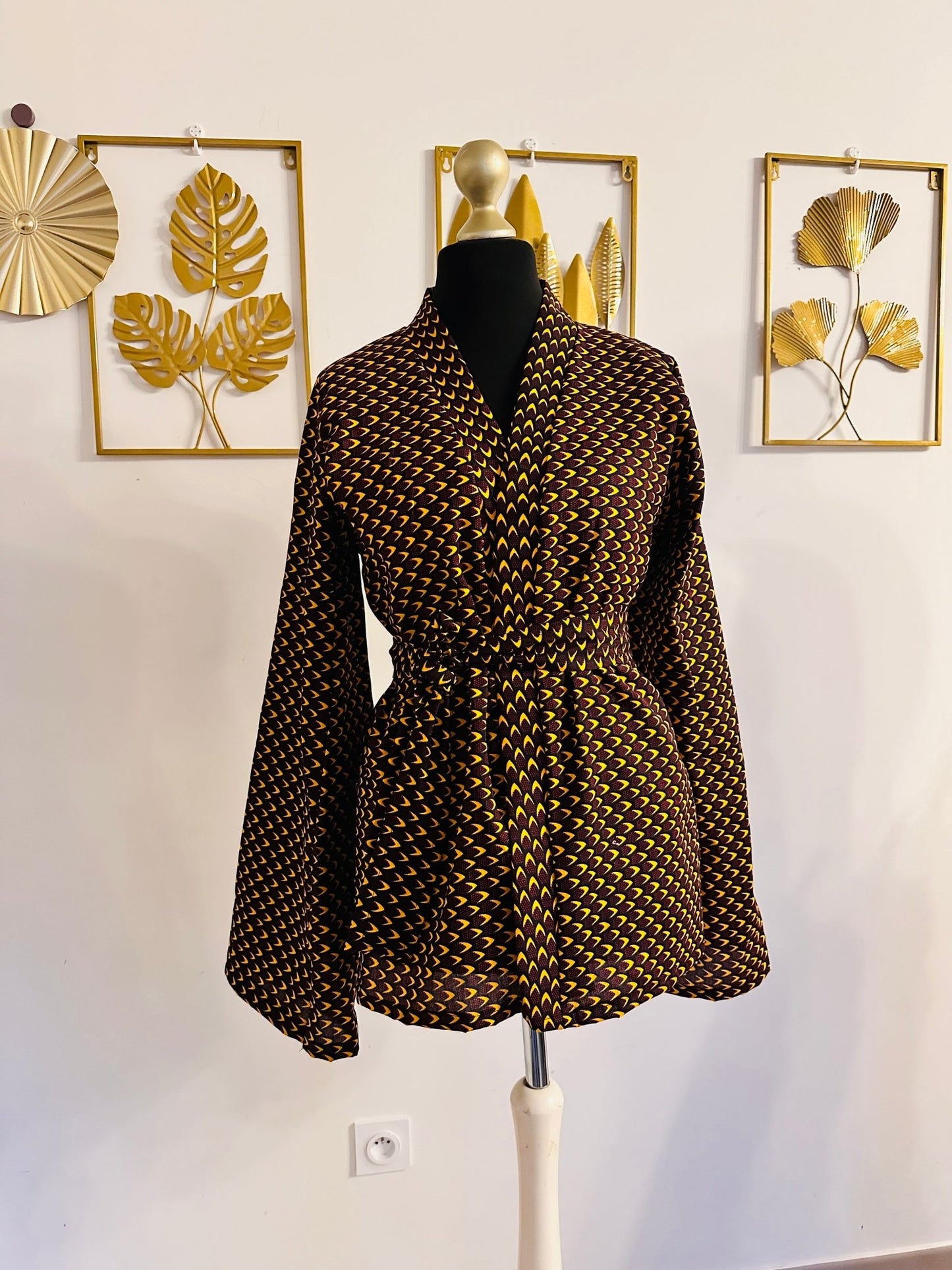 Gilet kimono en wax Koumbel Fleurs de mariage - Kaysol Couture
