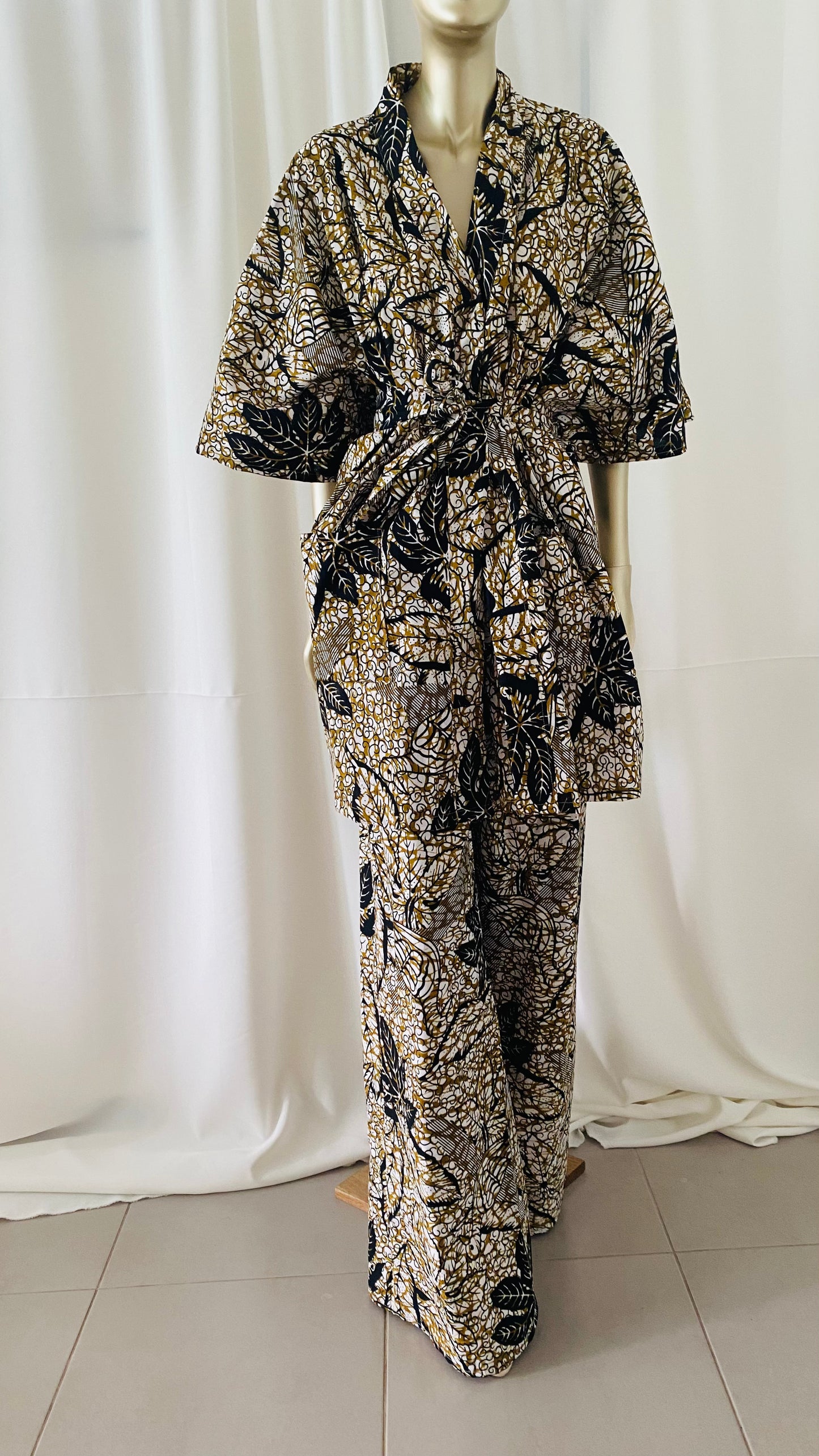 ensemble kimono et pantalon en wax