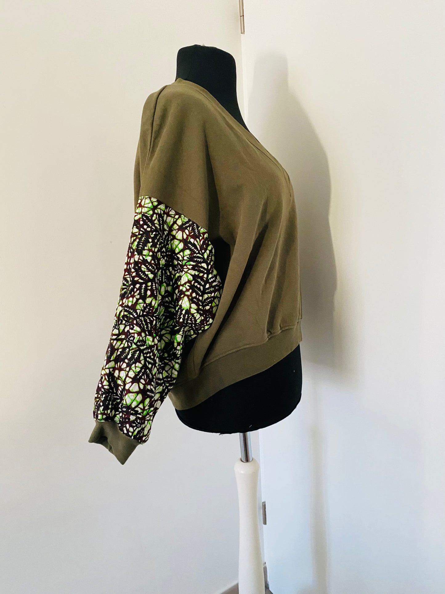 Hoodie wax femme - pull wax - tissu africain- kaki