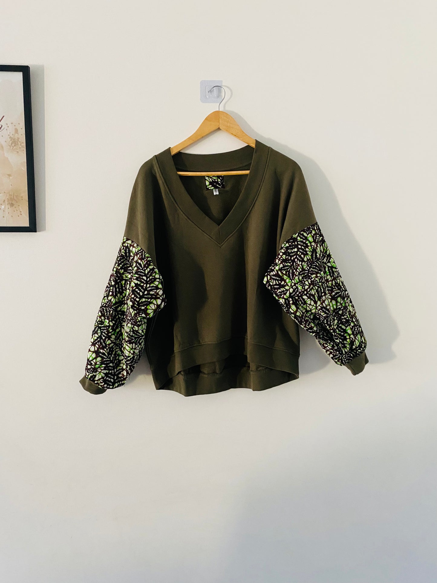 Hoodie wax femme - pull wax - tissu africain- kaki