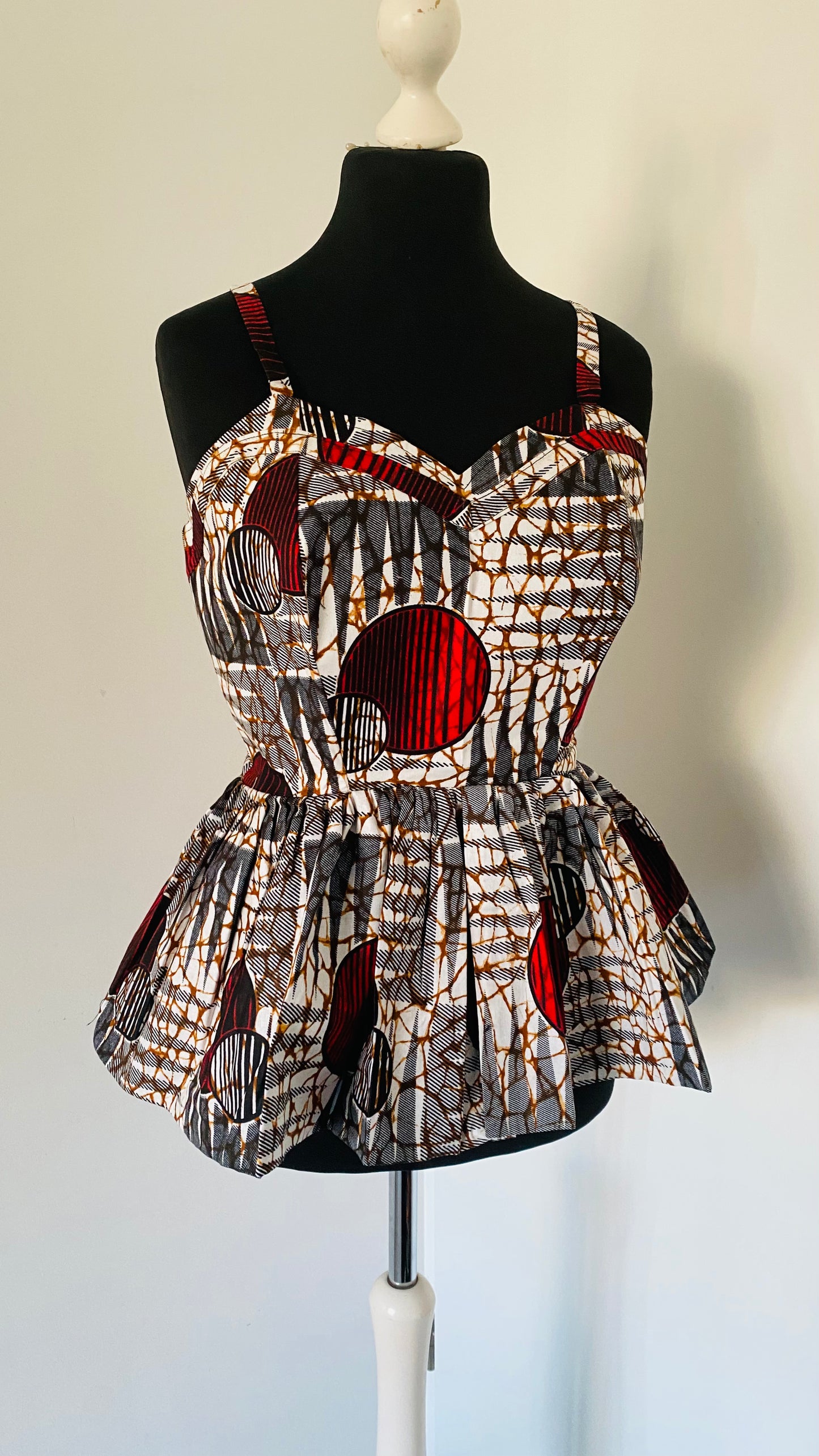 Haut bustier en wax - haut taille marquer avec volant en tissu africain
