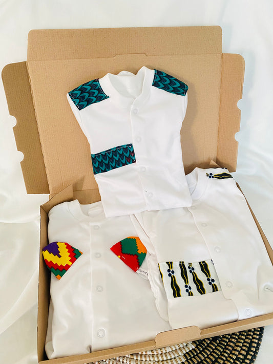 Cadeau naissance garçon - lot pyjamas bébé en Wax