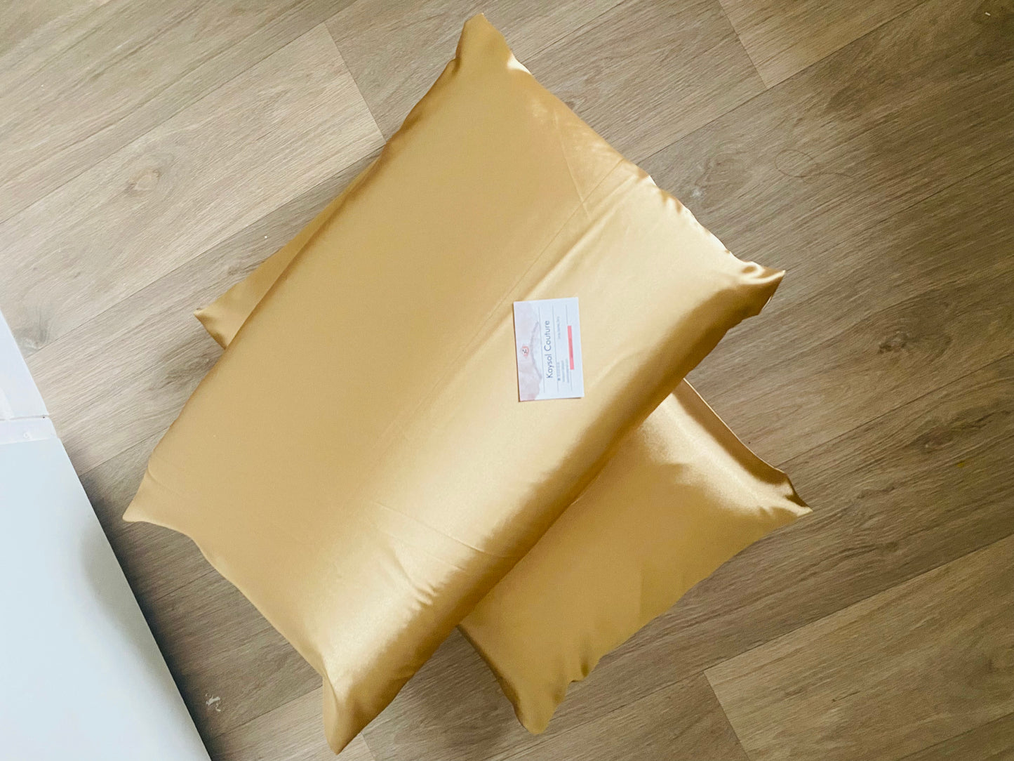 Taie d’oreiller en soie beige doré - taie en satin - oreiller en soie