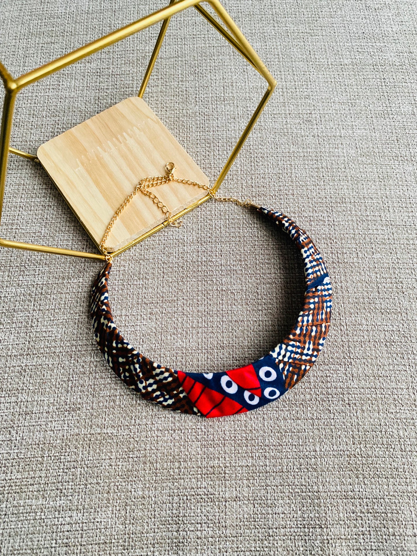 Parure bijou Wax / collier Wax /boucles d’oreilles pagne marron
