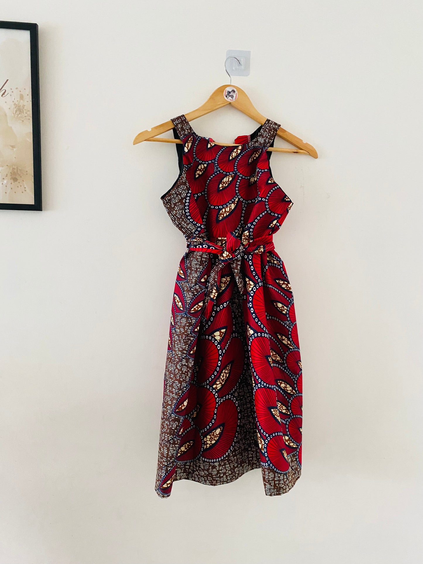 robe en wax enfant - robe en wax pour fille - wax rouge - robe en pagne africain pour enfant