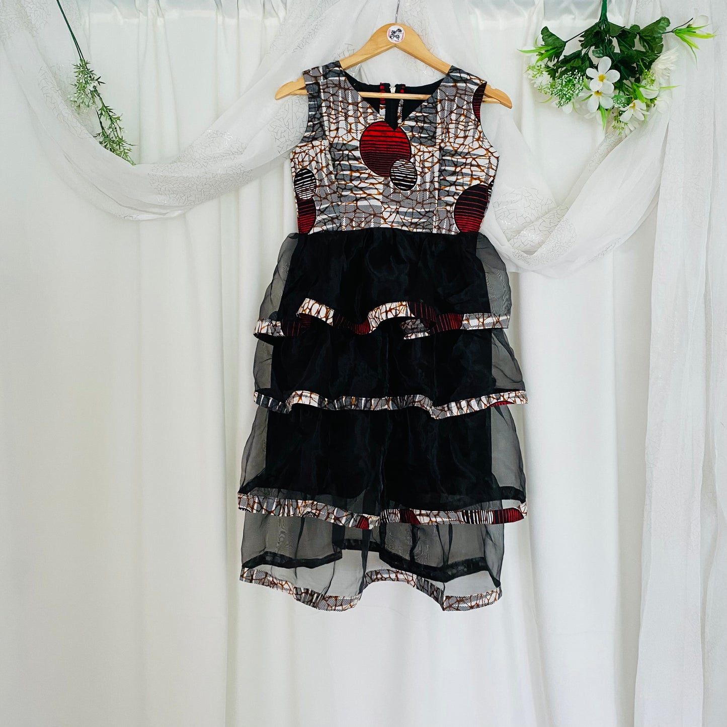 robe plissee en wax noir enfant