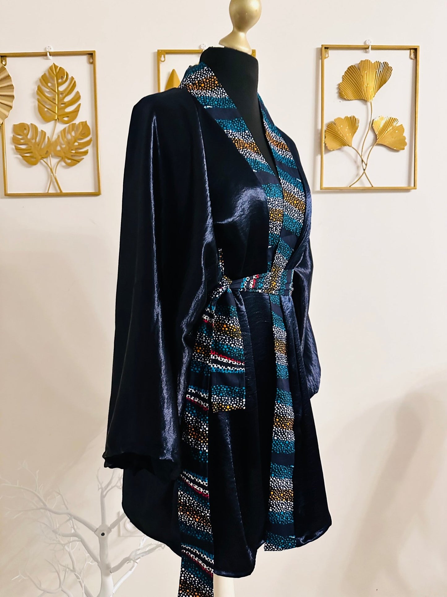 Kimono en Soie velours et Wax - Série Gueda - Kaysol Couture