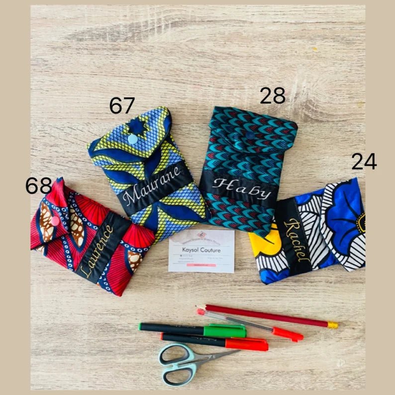 Pochette infirmière personnalisée - en wax - Kaysol Couture