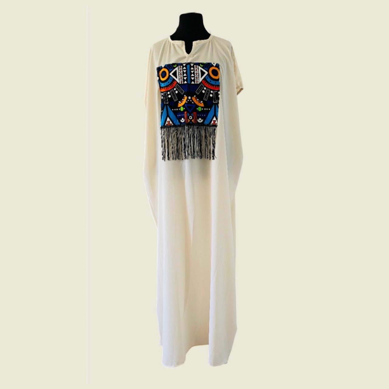 Robe ample avec wax - wax art - Noir - Beige - Kaysol Couture