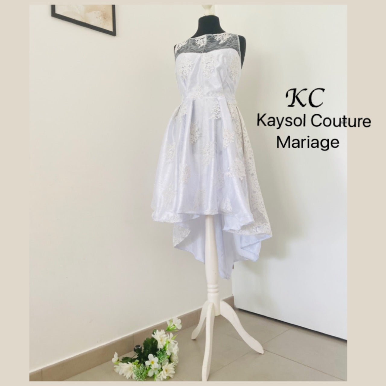 Robe de Mariée courte asymétrique - Kaysol Couture