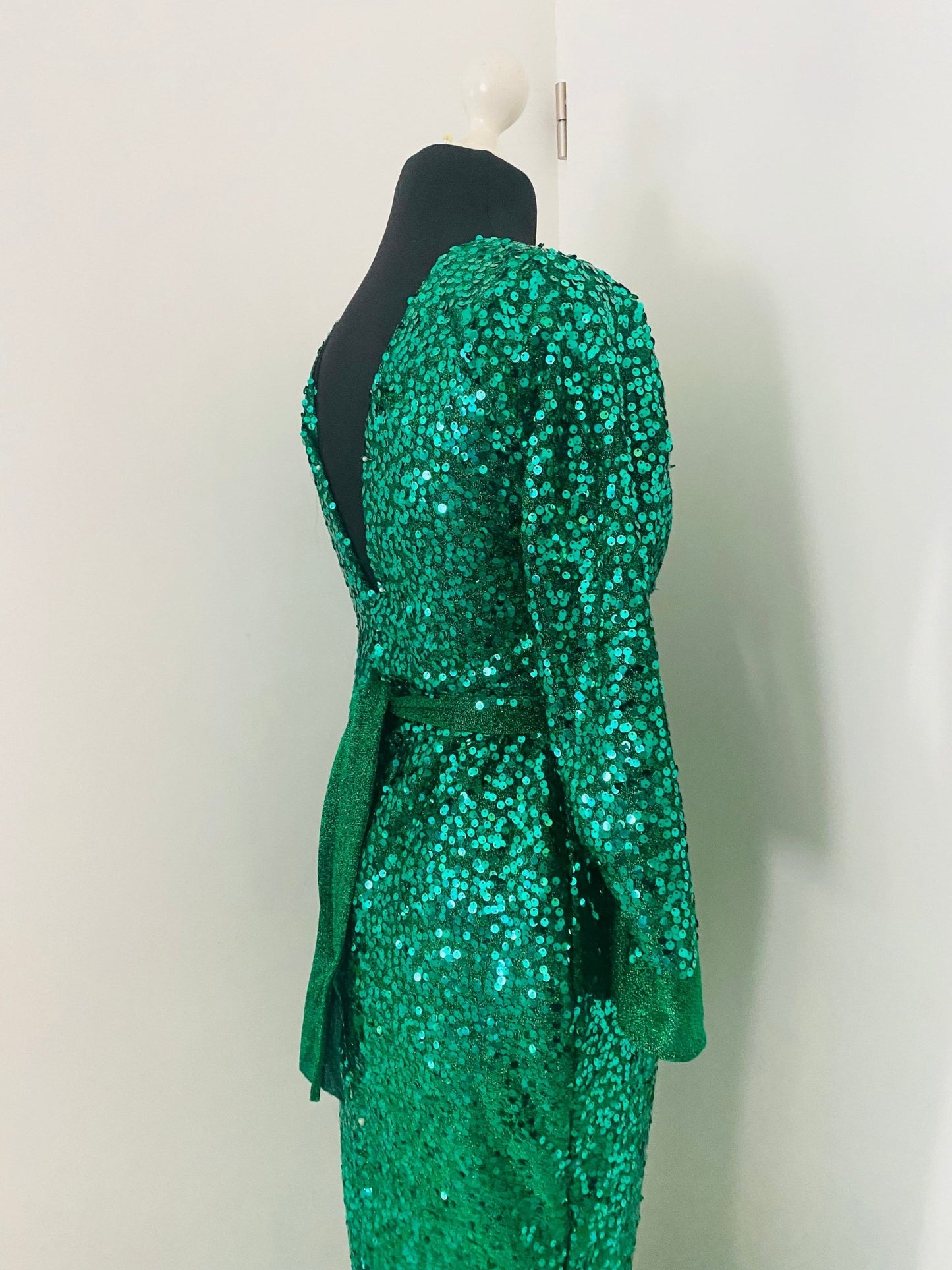 Robe de soiree e sequins - robe demoiselle d’honneur robe de bal - cocktail - sequin vert - Kaysol Couture