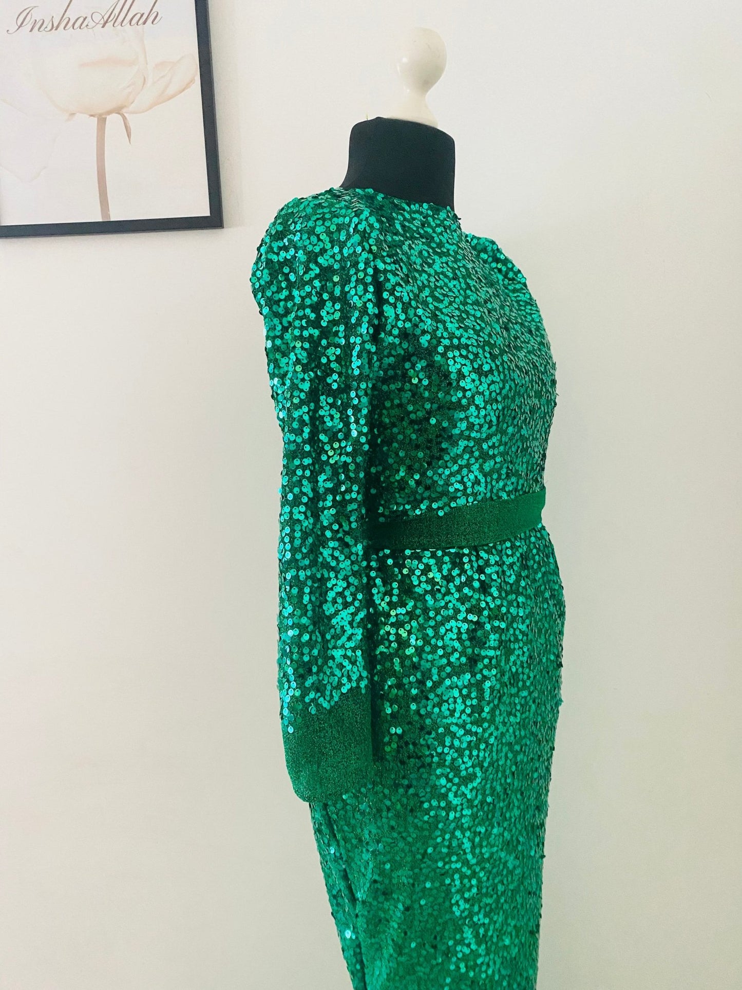Robe de soiree e sequins - robe demoiselle d’honneur robe de bal - cocktail - sequin vert - Kaysol Couture