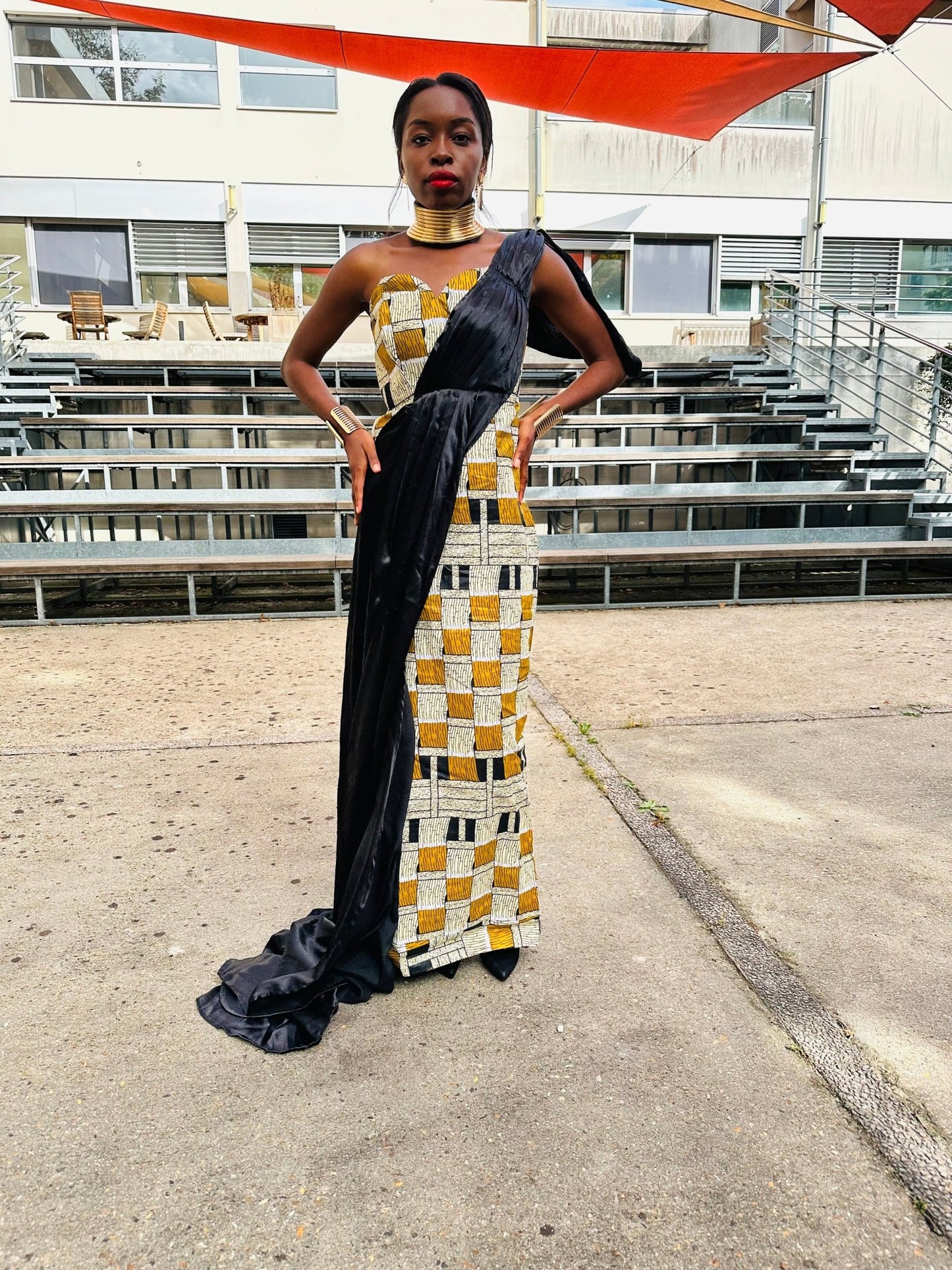 Robe de soirée en Wax - Robe invitée mariage en Wax - Kaysol Couture