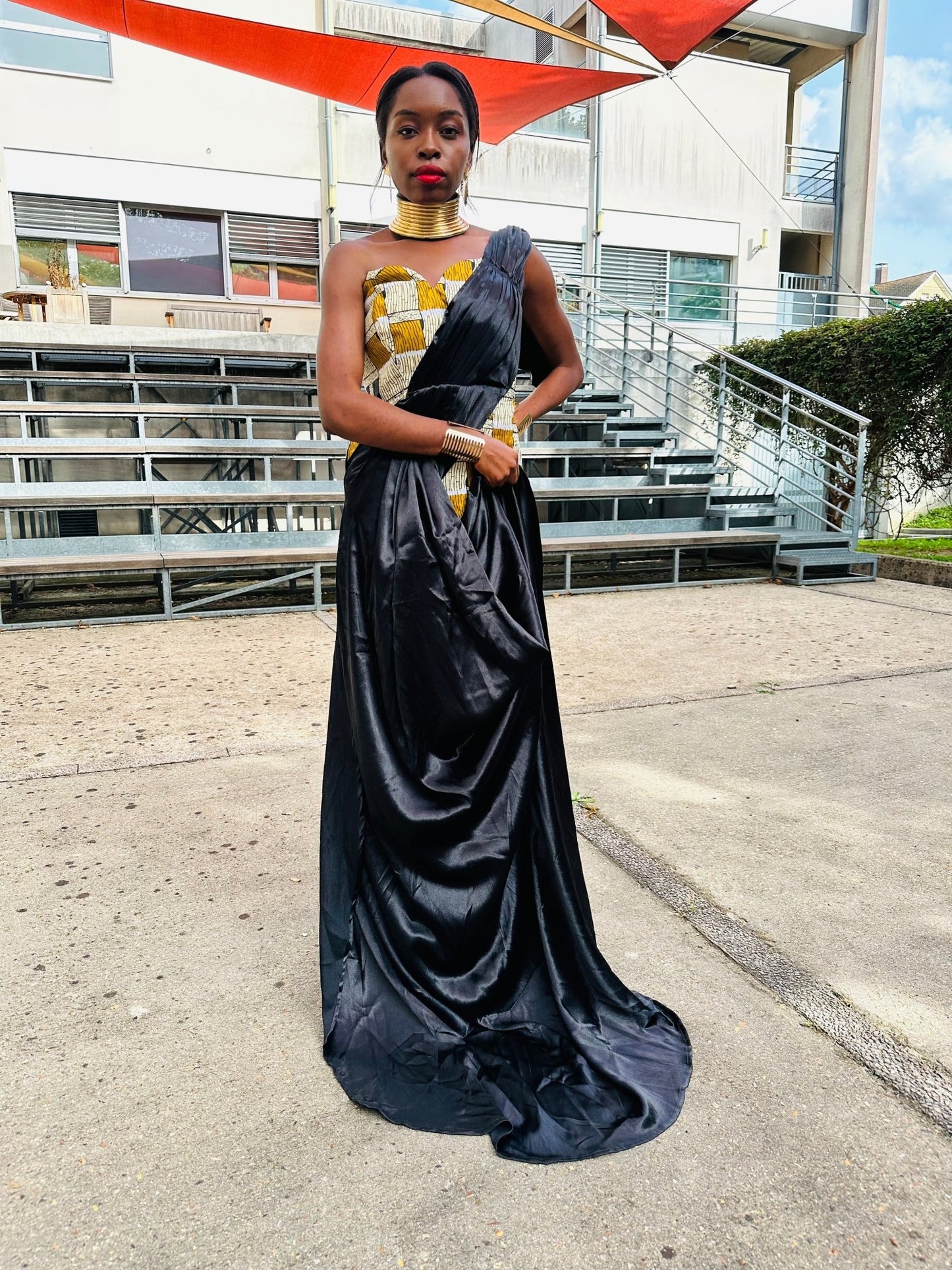Robe de soirée en Wax - Robe invitée mariage en Wax - Kaysol Couture