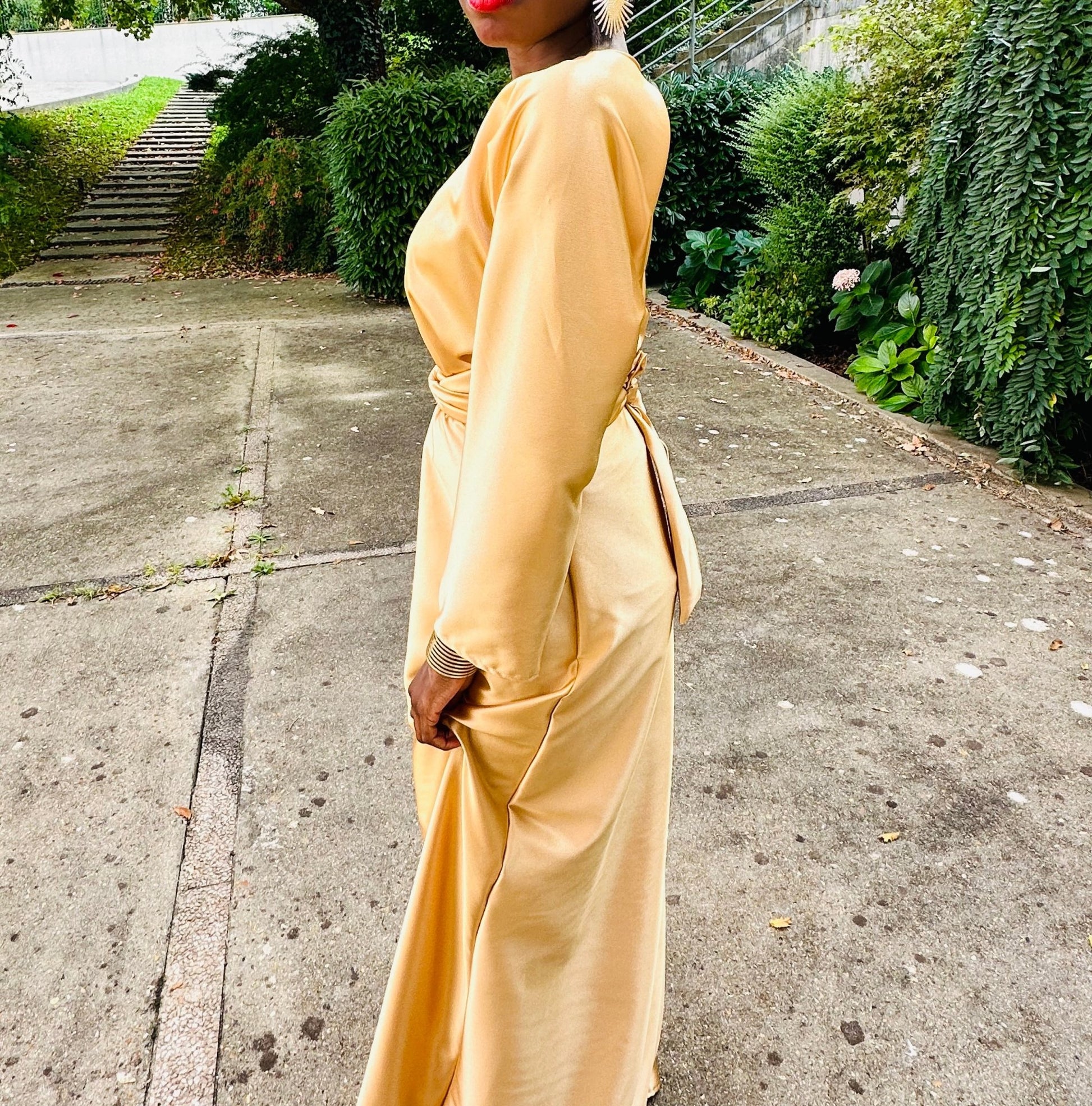 Robe demoiselle d'honneur Mastour Beige abricot Nude - Robe de Soiree en Soie - Kaysol Couture