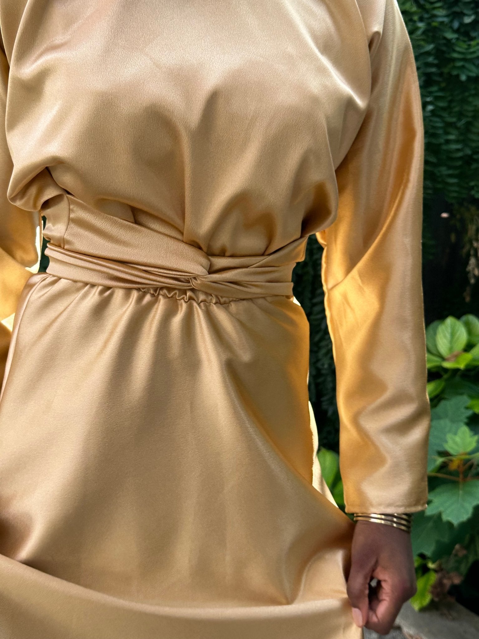 Robe demoiselle d'honneur Mastour Beige abricot Nude - Robe de Soiree en Soie - Kaysol Couture