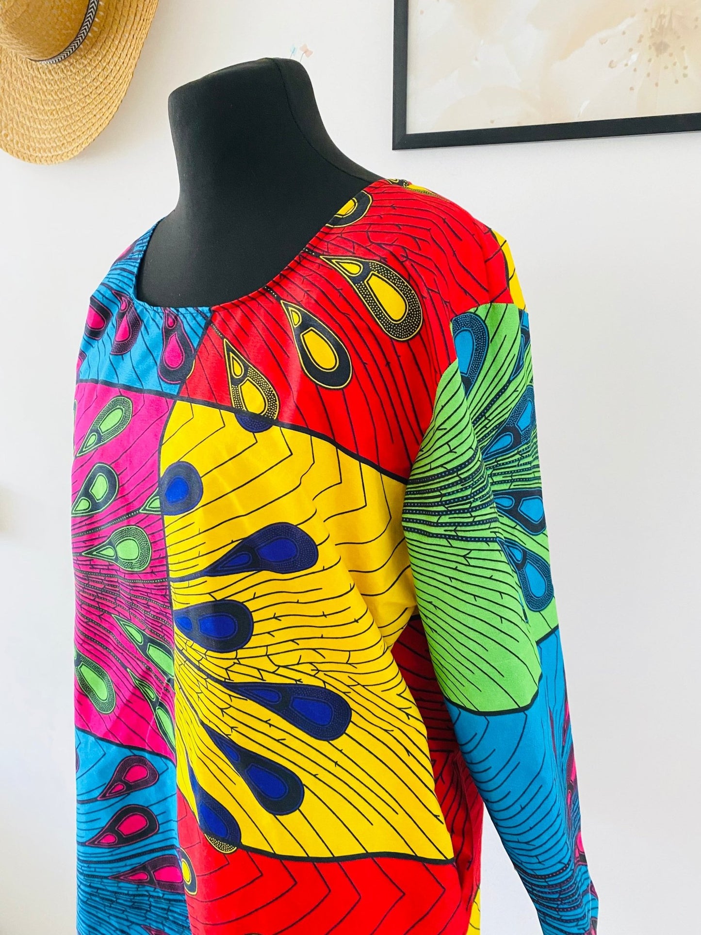 Robe en pagne manches longues - Sandra - Kaysol Couture