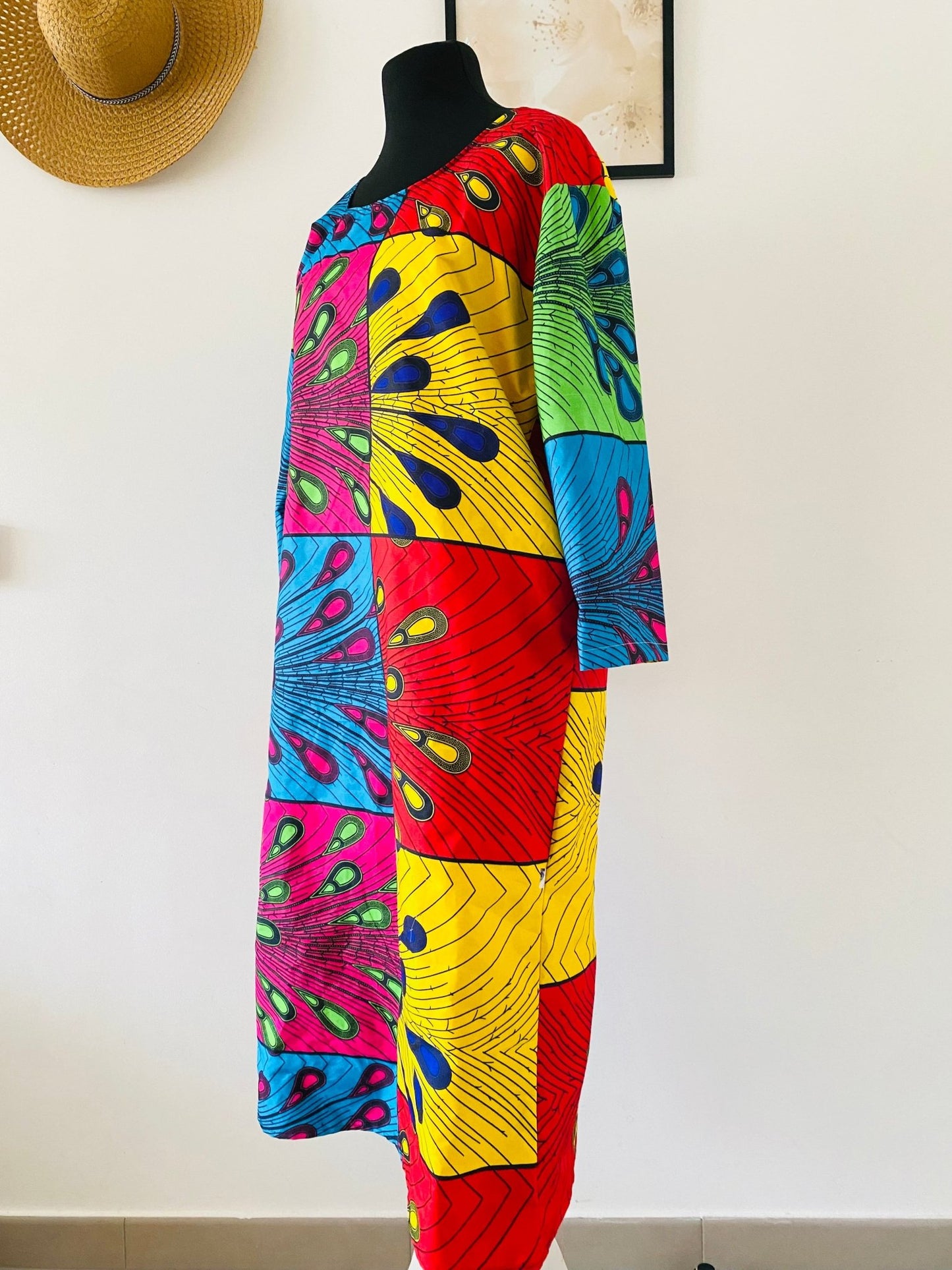 Robe en pagne manches longues - Sandra - Kaysol Couture