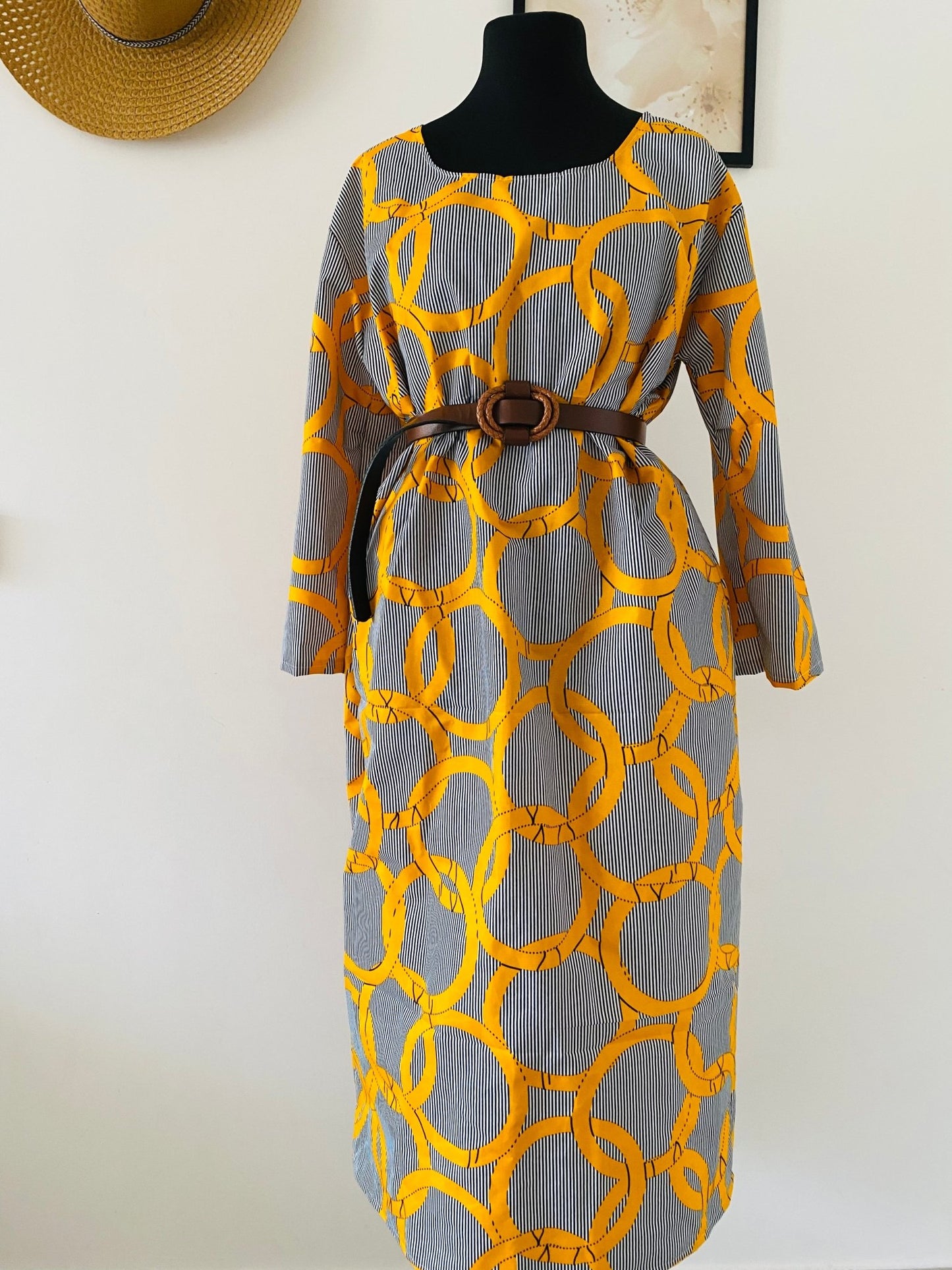 Robe en pagne manches longues - Sandra - Kaysol Couture