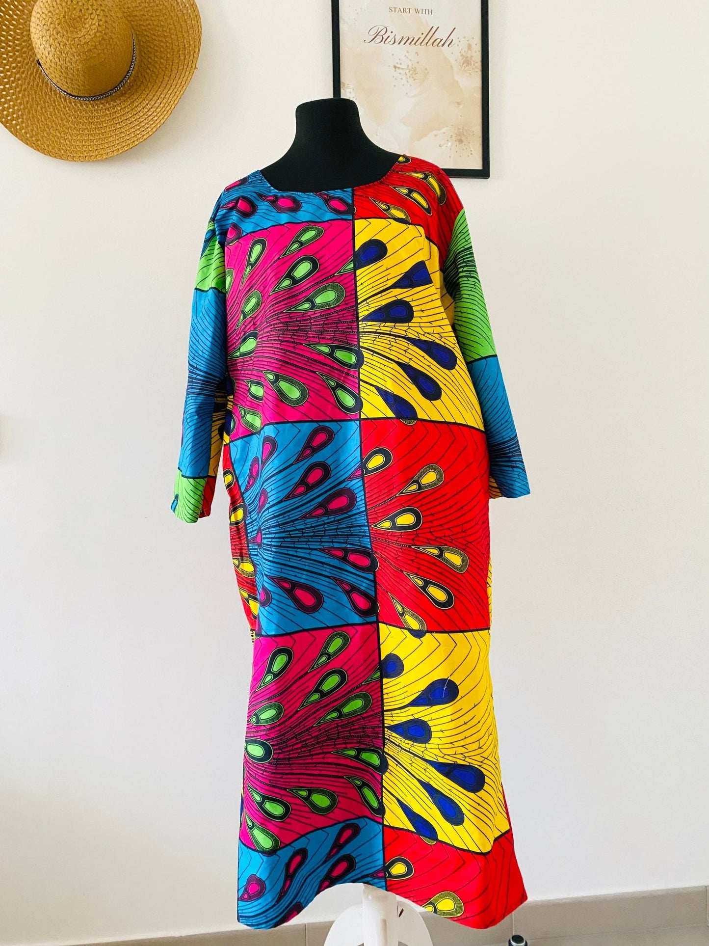 Robe en pagne manches longues - Sandra - Kaysol Couture
