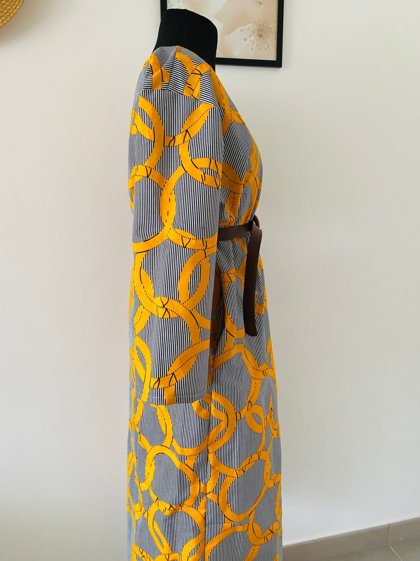 Robe en pagne manches longues - Sandra - Kaysol Couture